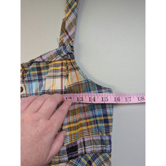 Y2K Sundress Madras Plaid Old Navy Womens Large Linen Blend Cottage Festival - Picture 8 of 9